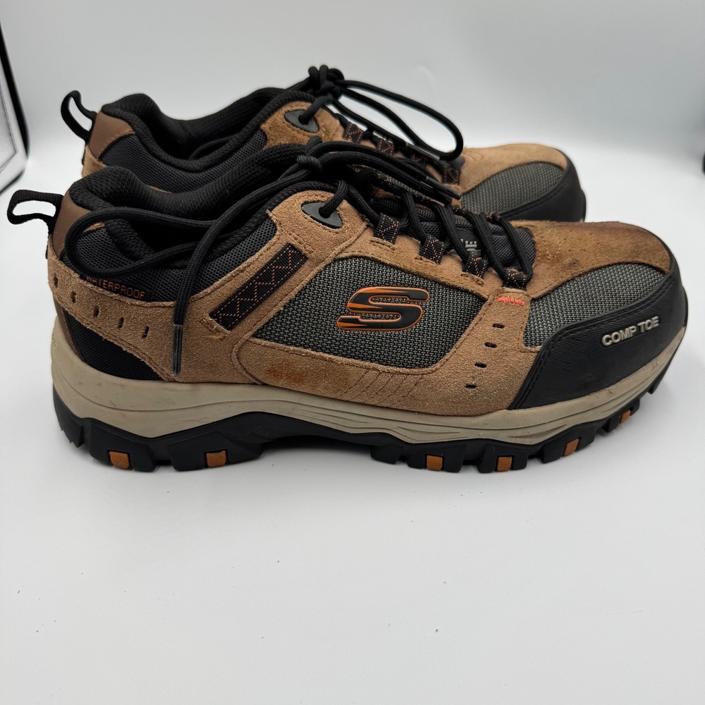 Skechers Work Shoe Mens 8.5 Brown 77183W Comp Toe Waterproof Slip Resistant EH